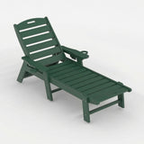 GARVEE HDPE Gartenliege ohne Rädern, Verstellbare Sonnenliege mit Getränkehalter, Wetterfest und Pflegeleicht, Ideal für Pool, Strand und Garten, Grün - Grün