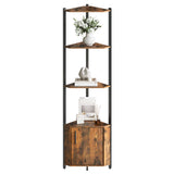 Garvee Badezimmerschrank mit 5 Ebenen, 147,3 cm, für Bad und Gäste-WC, Braun - Braun