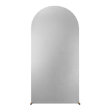 Garvee 6,6FT Wedding Arch Backdrop Cover - Stretchy Spandex, Glitter Round Top, Elastic Fit, Lightweight, Reusable - Hochzeit, Geburtstag, Baby Shower - Silber