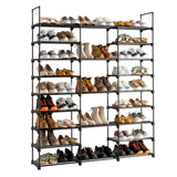 Garvee Schuhregal 9-Stöckig Für 50 Paar Schuhe, Metallrahmen, Wasserdichte PP-Regale, Mit Haken, Für Flur & Garage, Schwarz, Stapelbar