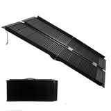 Garvee Tragbare Rollstuhlrampe 183 cm, Faltbare Aluminium Auffahrrampe mit Rutschfester Oberfläche, Bis 363 kg Tragkraft, für Zuhause & Reisen, Schwarz - Schwarz