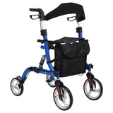 GARVEE 2-in-1 Rollator & Transportstuhl für Senioren, faltbar, bis 150 kg belastbar, große Räder mit Stoßdämpfung, Dual-Bremssystem, Blau - Blau