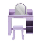 Garvee Kinder Schminktisch Mit Beleuchtetem Spiegel, 2-In-1 Vanity & Hocker, MDF, LED Lichtmodi, Stauraum, Für Mädchen 3-9 Jahre, Schlafzimmer & Spielzimmer - Lila