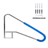 Garvee Poolhandlauf 55"x32" 304 Edelstahl, Rostfrei, Blauer Griff, Stabiler Sockel Für Inground Pools, 385LBS Tragkraft - blau