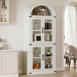 Garvee Arched Bookshelf Farmhouse Bookcase Mit Türen Für Wohnzimmer & Büro, 71.4in Holz, Metall-Ecken, 15.83in Tiefe, Stabil, Modern Elegance - Weiß