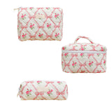 Garvee 3 Stück Make Up Tasche (L+M+S) Kleine Kosmetiktaschen Für Damen Reise Outdoor Pink Flower - Wie gezeigt