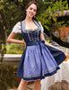 Garvee Damen Midi Dirndl 3tlg Trachtenkleid Mit Weiße Spitzenbluse Und Schürze Für Oktoberfest Navy Blau 34