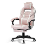 Garvee Big & Tall Bürostuhl, Ergonomischer Chefsessel aus PU-Leder, mit Fußstütze & Lendenwirbelstütze - Rosa