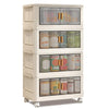 GARVEE Faltbare Aufbewahrungsbox mit Deckel 4x120L Kunststoff-Aufbewahrungs Behälter mit Rädern, Stapelbare Kisten Ordnungsboxen mit Türen, Aufbewahrungsbehälter für Spielzeug, Snacks, Bücher, Kleidung