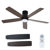 Garvee Deckenventilator 132 cm mit LED-Licht, Wendeflügel aus Holz (Nussbaum/Schwarz), Ultra-leiser DC-Motor 25dB, Fernbedienung, 5 Flügel für Schlafzimmer und Wohnzimmer - 