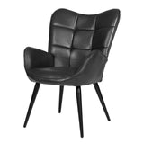 GARVEE Mid-Century Esszimmerstuhl, Gepolsterter Küchenstuhl mit Hoher Rückenlehne, Bequemer Polsterstuhl für Esszimmer, Wohnzimmer und Empfangsbereich, Schwarz - Schwarz