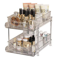 Garvee 2 Tier Schrank Organizer, Clear Badezimmer Pull Out Schminktisch Organizer, Parfüm StäNder Aufbewahrung Schminke Make Up Organizer für SpüLe, KüChe, Badezimmer, SchließFach,21.2cm B x 29cm T x 22cm H