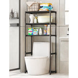GARVEE 3-stöckiges WC-Regal über der Toilette, Platzsparendes Badregal aus Carbonstahl, Freistehend und Robust, Für Badezimmer & Balkon, Schwarz - Schwarz