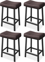 Garvee Barhocker 4er-Set, 61 cm, gepolstert, PU-Kunstleder, Modern, Braun - Braun