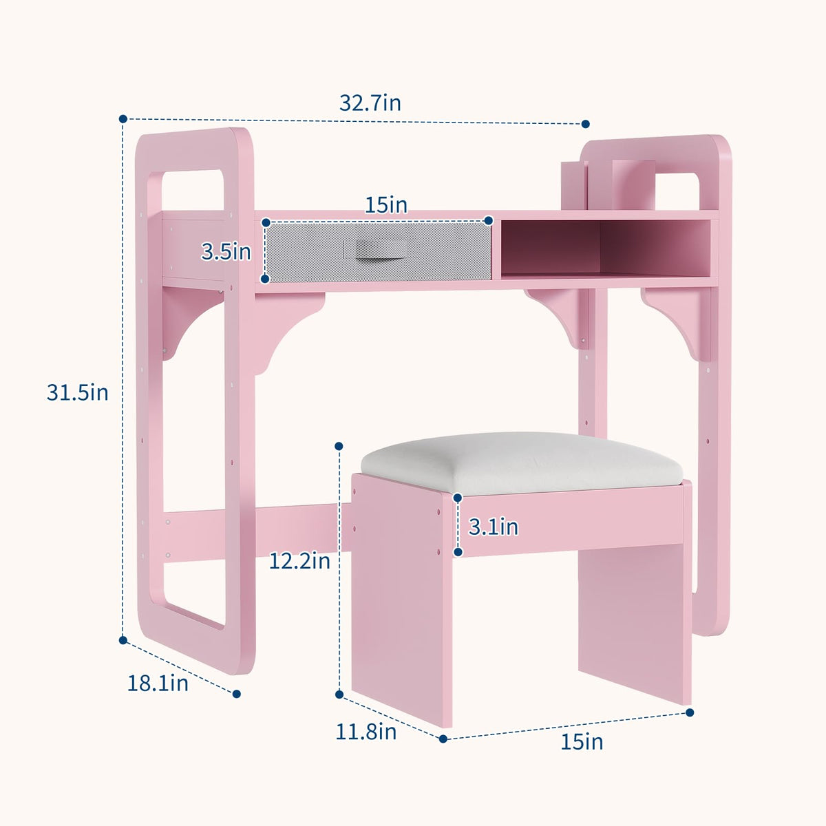 Schreibtisch und Hocker Set für Kinder
