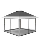 GARVEE Pop-Up Pavillon 3,65 x 3,65 m mit Moskitonetz, UV-Schutz, 3-fach Höhenverstellbar, Stahlrahmen, 6 Seitenwände & Sandtaschen, Für Garten & Camping, Grau - Grau