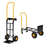 Garvee Faltbarer Dolly-Handwagen aus Stahl, 4 Pannensichere Räder, 318–360 kg, Lager & Garten - Orange