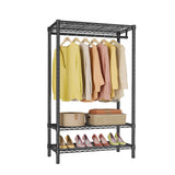 Garvee Kleiderständer Metall Verstellbar Mit Doppelschiene Und Regalen Für Schlafzimmer Und Kleiderschrank, Robust, Schwarz