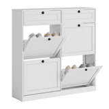 Garvee Schuhschrank, verstellbare Einlegeböden, Kippschutz, Anpassbarer Innenraum, Weiß - Weiß