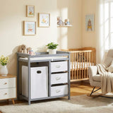 Garvee Baby Wickeltisch Mit Wäschesammler & 3 Schubladen Für Babyzimmer, Massivholz, Ergonomisch, Modernes Design, Weiß