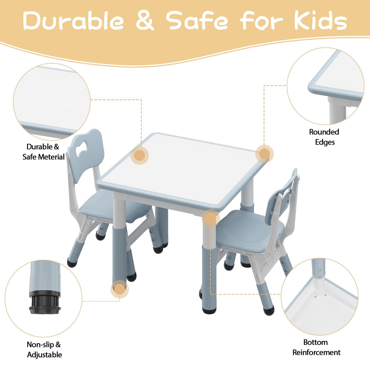 Kindertisch und Stühle aus sicherem HDPE Material