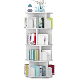 Garvee Drehbares Bücherregal 360°, 4 Ebenen, Holz & Stahl, 40×40×130 cm, Weiß - Weiß