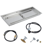 Garvee Feuertisch-Brennereinsatz 91 × 30 cm aus Edelstahl, mit Anschlussset für Propan oder Erdgas, Silber - Silber