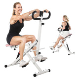 Garvee Squat-Trainer mit 12 Widerstandsstufen, klappbar, rutschhemmend, Weiß/Rosa - Weiß/Rosa