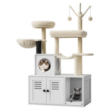 Garvee Katzenhaus Mit Katzenbaum & Katzenklo Versteck, Sisal Kratzpfosten, Mehrere Ebenen, Weiß, Für Wohnzimmer - Weiß