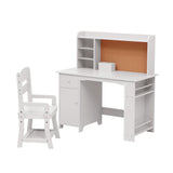 Garvee Kinder Schreibtisch-Set mit Regal, Magnettafel & Schublade, 3–8 Jahre, Weiß - Weiß