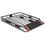 Garvee Dachkorb 130 × 91 × 13 cm, erweiterbarer Dachgepäckträger aus Stahl, 91 kg Tragkraft, für SUV, Pickup & Wohnmobil, Schwarz - Schwarz