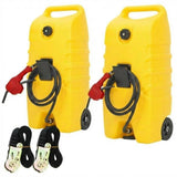 Garvee 2er-Set mobiler Kraftstofftank 53 L mit Pumpe, 305 cm Schlauch, 2 Messing-Absperrventilen, Rädern & Spanngurten, Gelb - Gelb