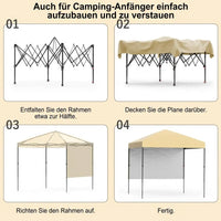 GARVEE 1,8 x 1,8 m Pop-Up Pavillon, Wasserdichtes Gartenpavillon mit UV-Schutz, Höhenverstellbar und Tragetasche, Ideal für Garten, Camping und Outdoor Events, Cremefarben