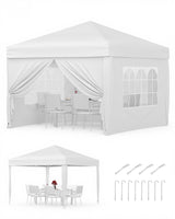 Garvee Faltpavillon 3×3 m, Wasserdicht, Mit 4 Seitenwänden, UV-Schutz 50+, Höhenverstellbar, Weiß - Weiß