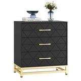 Garvee Holzkommode Schlafzimmer 3 Schubladen MDF Schwarz Modern Robust Platzsparend Wohnzimmer Flur - schwarz