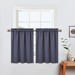 Garvee Verdunkelungsvorhänge Kurze Stangentaschenpaneele für Küche Bad Fenster 76x76cm Dunkelgrau 2 Stück