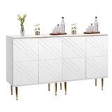 Garvee Sideboard 2er-Set in Weiß mit Rautenfronten, goldfarbenen Griffen und Stauraum für Wohn- & Esszimmer