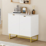 Garvee Moderner Sideboard Buffet Schrank 31,5" Herringbone Türen Goldgriffe Verstellbares Regal Holz & Metall Esszimmer & Flur Vielseitig - gold