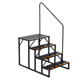 Wohnmobil-Treppe 4-stufig mit Handlauf – Rutschfest & Tragbar aus pulverbeschichtetem Stahl, Schwarz - 