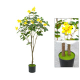 Garvee 4.2ft Künstlicher Blütenbaum Mit Gelben Blumen, Stabilem Zementtopf Für Wohnzimmer & Hochzeit, Pflegeleicht, Realistisches Design - 