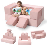 Garvee Kinder Spielsofa 6-Teilig Modular Rosa Weicher Mikrofaserbezug Für Spielzimmer 39.37"x19.70"x15.75" - Rosa