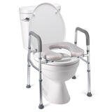 Garvee Erhöhter Toilettensitz – Aluminiumrahmen, Höhenverstellbar 46–56 cm, Gepolstert, Mit Griffen, Weiß