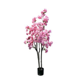 Garvee Künstlicher Kirschblütenbaum 5ft, Pflegeleicht, Kunststoff, Verstellbare Stämme, Stabiler Topf, Innen- & Außenbereich, Realistisch, Bunt - Doppelstange 150 cm 3-lagig