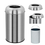 Garvee 13 Gal/50 L Edelstahl Müllbehälter Offener Deckel Herausnehmbarer Einsatz Für Küche Und Büro Robust Silber - silber
