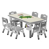 Garvee Kindertisch Set 7-Teilig Mit 6 Stühlen Hellgrau Für Kinderzimmer Und Spielzimmer