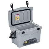 GARVEE Tragbare Kühlbox 20 QT (19 L), Passive Eisbox mit Becherhaltern, Fischmaßstab und Flaschenöffner, Auslaufsicher, Ideal für Camping, Angeln, Picknick & Reisen, Grau - Grau