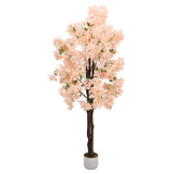 Garvee Künstlicher Kirschblütenbaum 4.9FT Mit Weißem Pflanzkübel Für Indoor & Outdoor Dekor, Realistisch, Wetterfest, Pflegeleicht, Pink