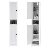 Garvee 66.99'' Hoher Badezimmer-Schrank Mit 2 Scheunentüren, 1 Schublade Für Bad Und Küche, Holz, Schmal, Stabil, Vielseitig, Transparentes Acryl, Weiß - Weiß