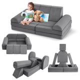 Garvee 10PCS Modular Kids Play Couch, Convertible Foam Couch, Luxury Microsuede, Dark Grey, Kreatives Spielen Im Kinderzimmer