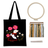 Garvee Bordier-Set Für Leinwandtasche Mit Blumenmuster Kreuzstich-Startset Stickgarn Stickrahmen Für Mädchen DIY Handarbeit Geschenkidee - Wie gezeigt